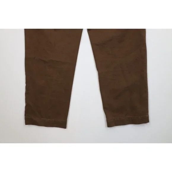 Vintage 90s Ralph Lauren Mens 36x30 Faded Wide Leg Chino Pants Brown Cotton
